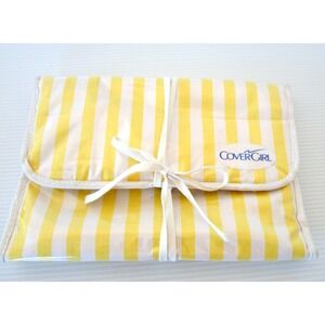 Vintage Cover Girl Beauty Yellow Stripe Hanging Travel Organizer Cosmetic Bag